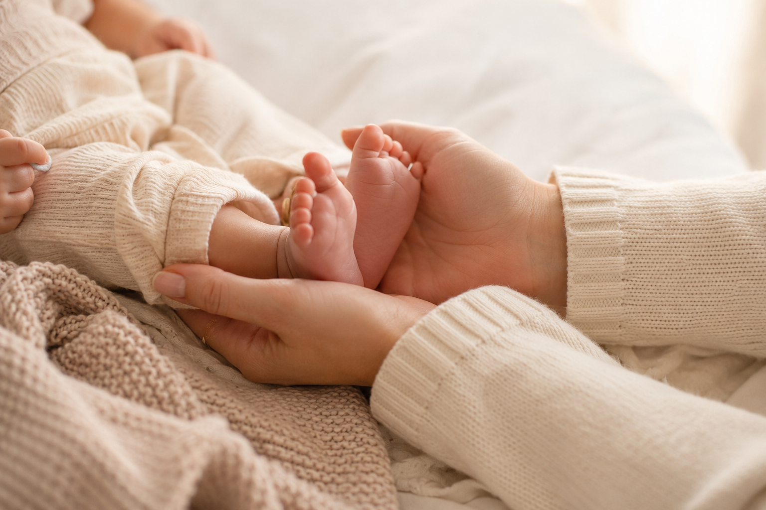Babyvoetjes tijdens de kraamperiode